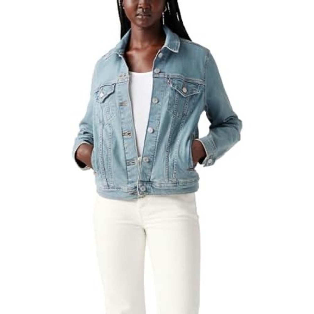 Time and Tru Womens Light Wash Denim Trucker Jacket XL 16-18 TT33100056781LW